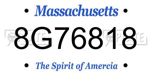 8G76818 Massachusetts License Plate