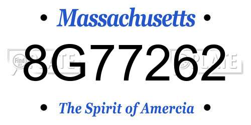8G77262 Massachusetts License Plate