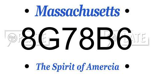 8G78B6 Massachusetts License Plate