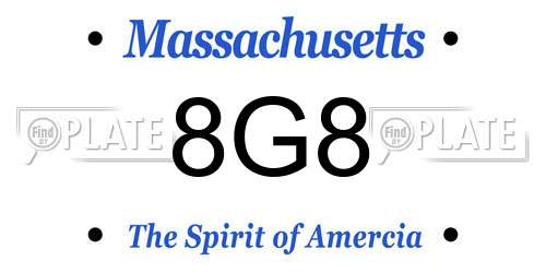 8G8 Massachusetts License Plate