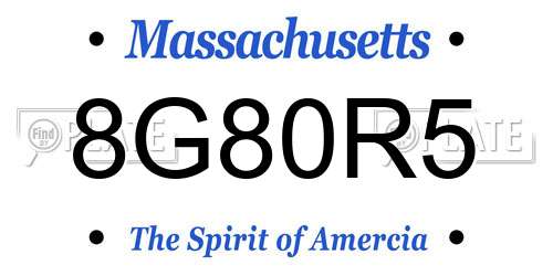 8G80R5 Massachusetts License Plate