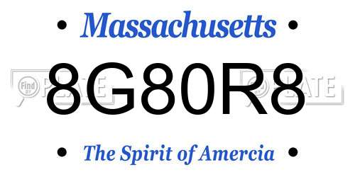 8G80R8 Massachusetts License Plate