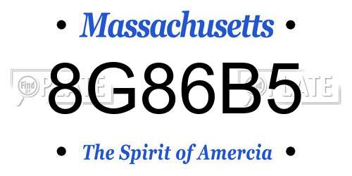 8G86B5 Massachusetts License Plate