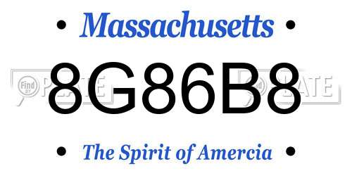 8G86B8 Massachusetts License Plate