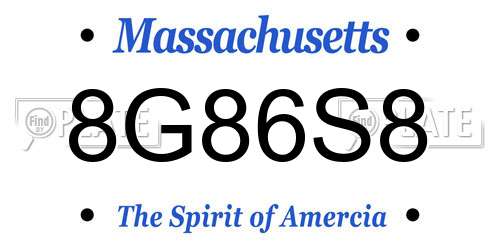 8G86S8 Massachusetts License Plate