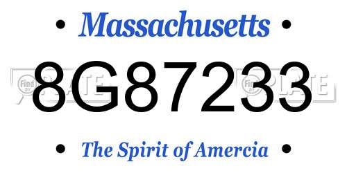 8G87233 Massachusetts License Plate
