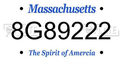 8G89222 Massachusetts License Plate