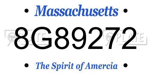 8G89272 Massachusetts License Plate