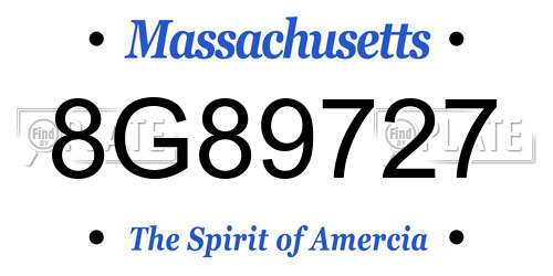 8G89727 Massachusetts License Plate
