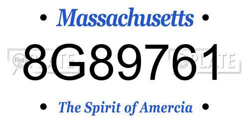 8G89761 Massachusetts License Plate