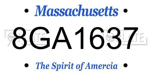 8GA1637 Massachusetts License Plate