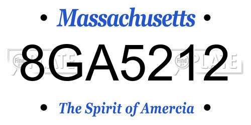 8GA5212 Massachusetts License Plate