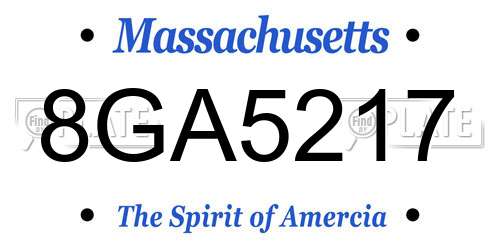 8GA5217 Massachusetts License Plate