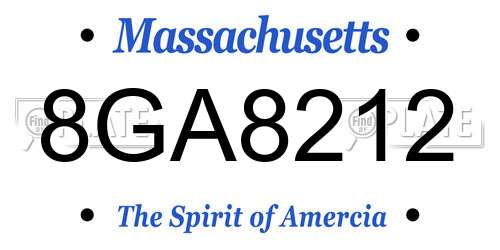 8GA8212 Massachusetts License Plate