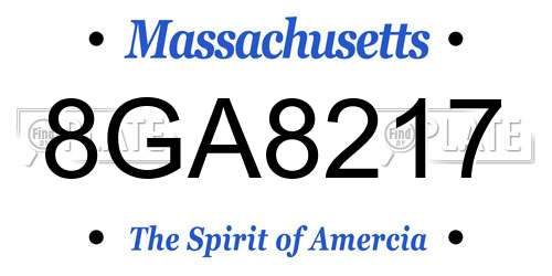 8GA8217 Massachusetts License Plate