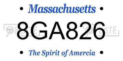 8GA826 Massachusetts License Plate