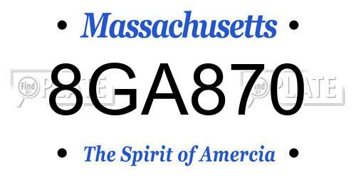 8GA870 Massachusetts License Plate