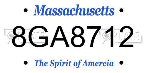 8GA8712 Massachusetts License Plate