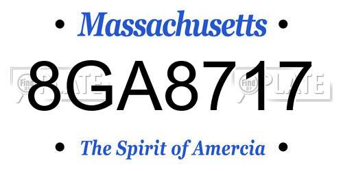 8GA8717 Massachusetts License Plate