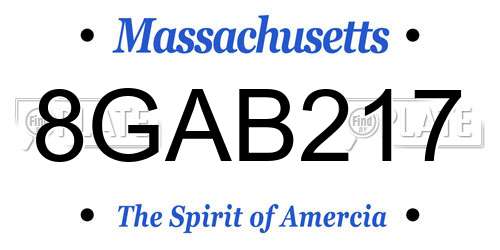 8GAB217 Massachusetts License Plate