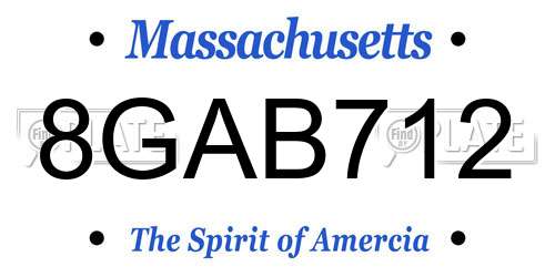 8GAB712 Massachusetts License Plate
