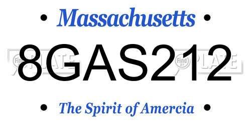 8GAS212 Massachusetts License Plate