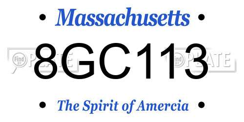 8GC113 Massachusetts License Plate
