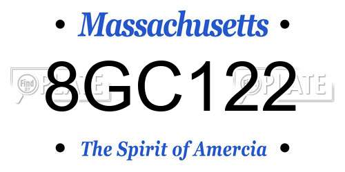 8GC122 Massachusetts License Plate
