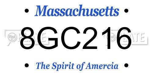 8GC216 Massachusetts License Plate
