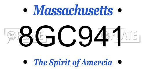 8GC941 Massachusetts License Plate