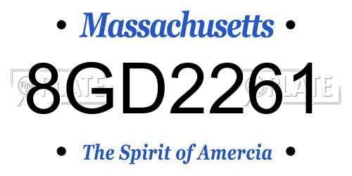 8GD2261 Massachusetts License Plate