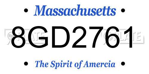 8GD2761 Massachusetts License Plate