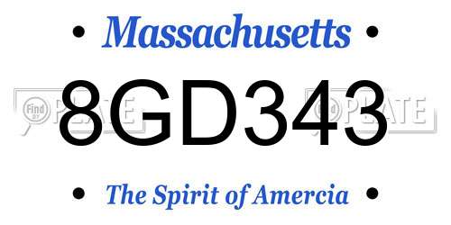 8GD343 Massachusetts License Plate
