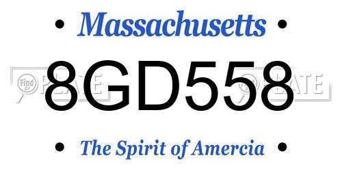 8GD558 Massachusetts License Plate