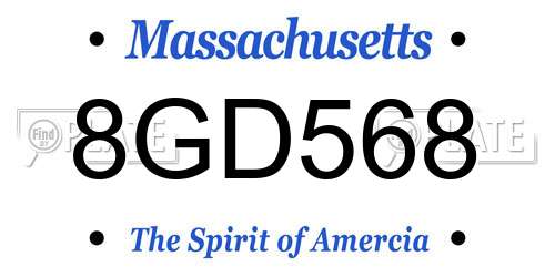 8GD568 Massachusetts License Plate