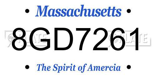 8GD7261 Massachusetts License Plate