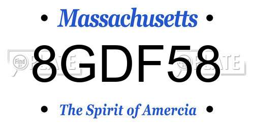 8GDF58 Massachusetts License Plate