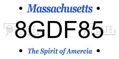 8GDF85 Massachusetts License Plate
