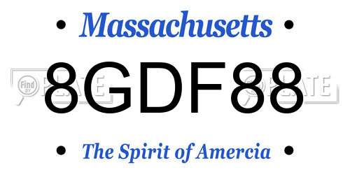8GDF88 Massachusetts License Plate
