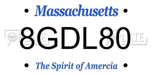8GDL80 Massachusetts License Plate