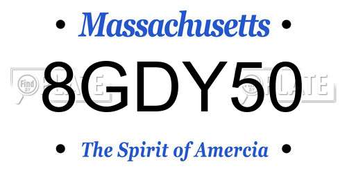 8GDY50 Massachusetts License Plate