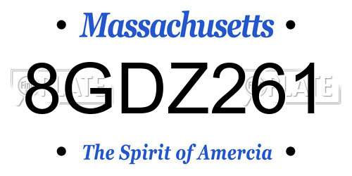 8GDZ261 Massachusetts License Plate