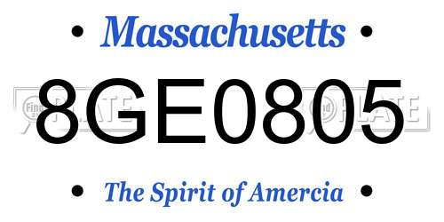 8GE0805 Massachusetts License Plate
