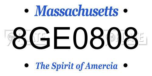 8GE0808 Massachusetts License Plate