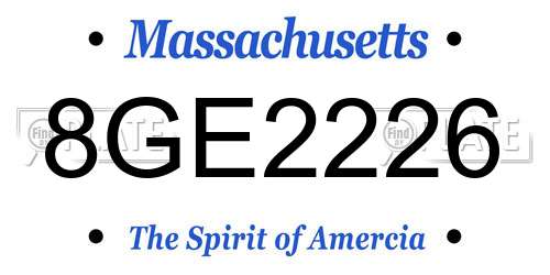 8GE2226 Massachusetts License Plate