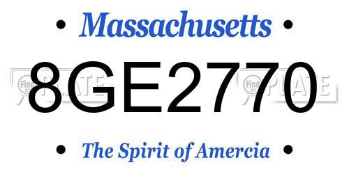 8GE2770 Massachusetts License Plate