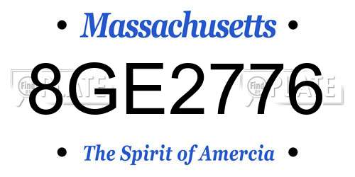 8GE2776 Massachusetts License Plate