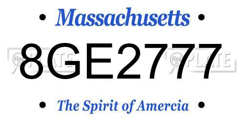 8GE2777 Massachusetts License Plate