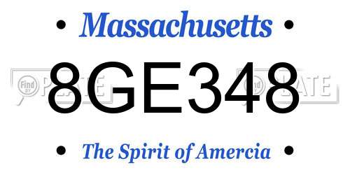 8GE348 Massachusetts License Plate