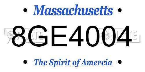 8GE4004 Massachusetts License Plate